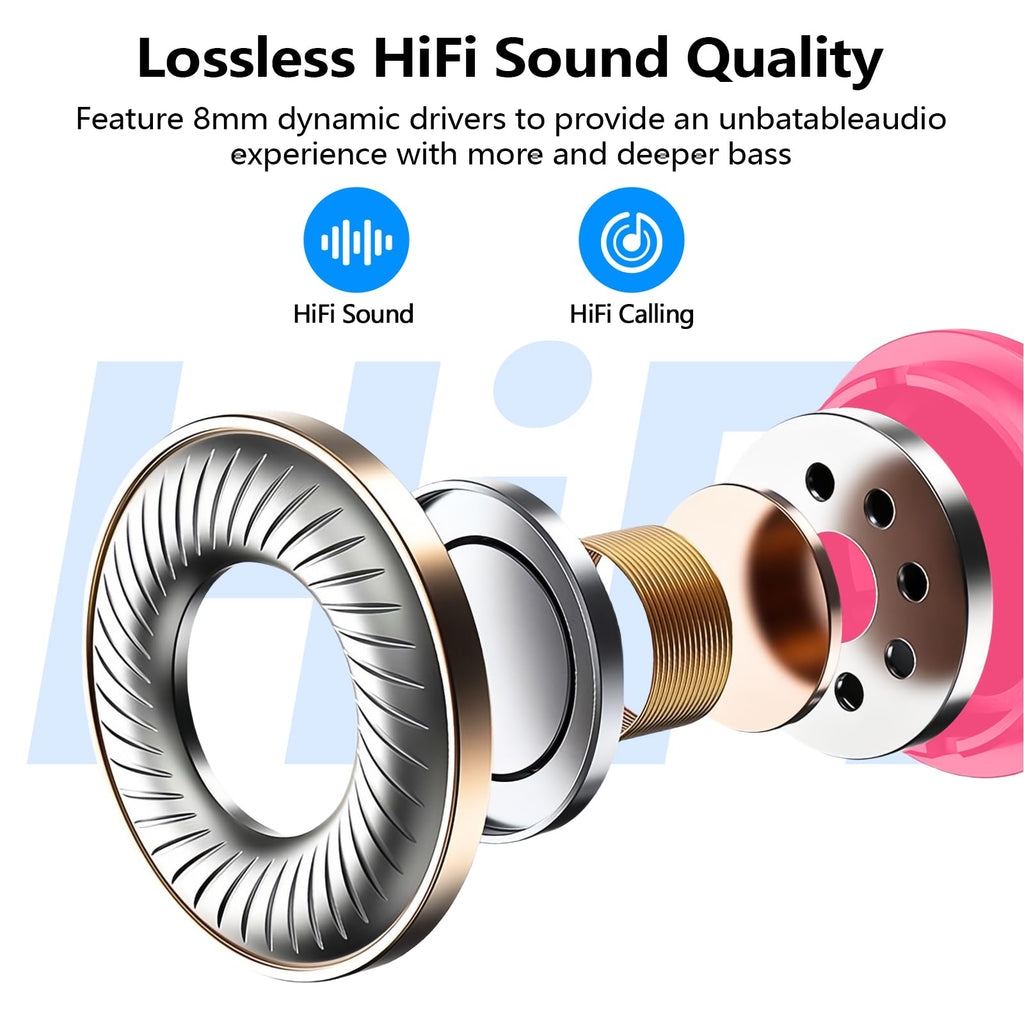 kurdene Wireless Earbuds Bluetooth 5.3 in Ear Buds Light Weight Headphones,Deep Bass Sound,Built in Mics Headset,Clear Calls Earphones for Sports Workout