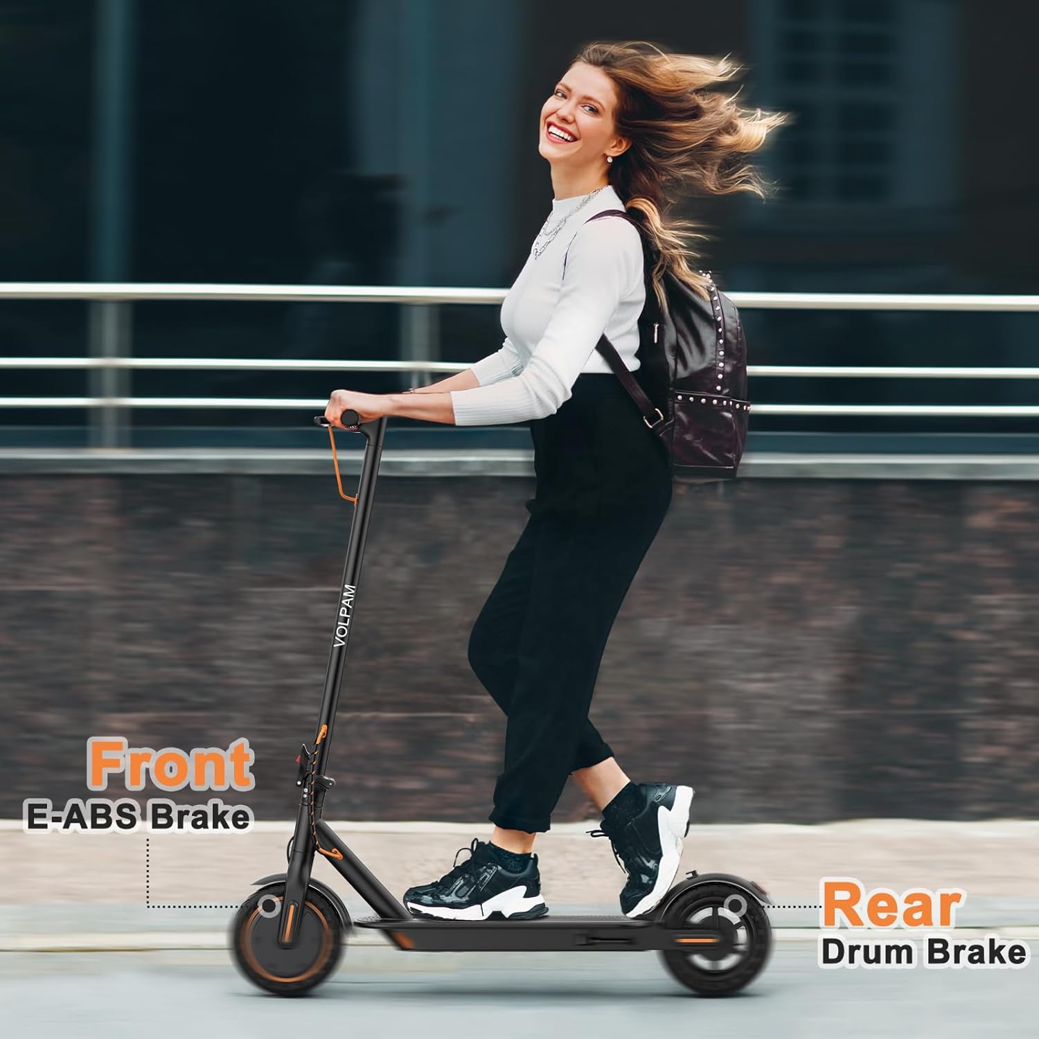 VOLPAM Electric Scooter, 350W/500W Powerful Motor, 8.5"/10" Solid Tires, 19/22Mph, 28/23/21/16 Miles Max Range, Dual Braking