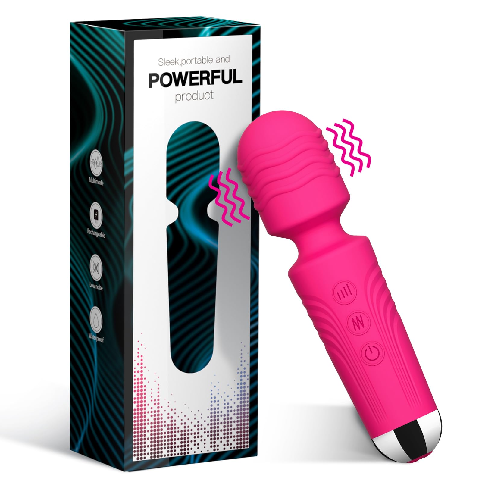 Vibrator Wand,Adult Sex Toy Wand, G Spot Dildo, Clit Vibrator, Sex Vibrators,Clitoris Stimulation,with 8 Speeds & 20 Patterns,Fully Waterproof,Vibrating Wand for her Pleasure (Rose Red)