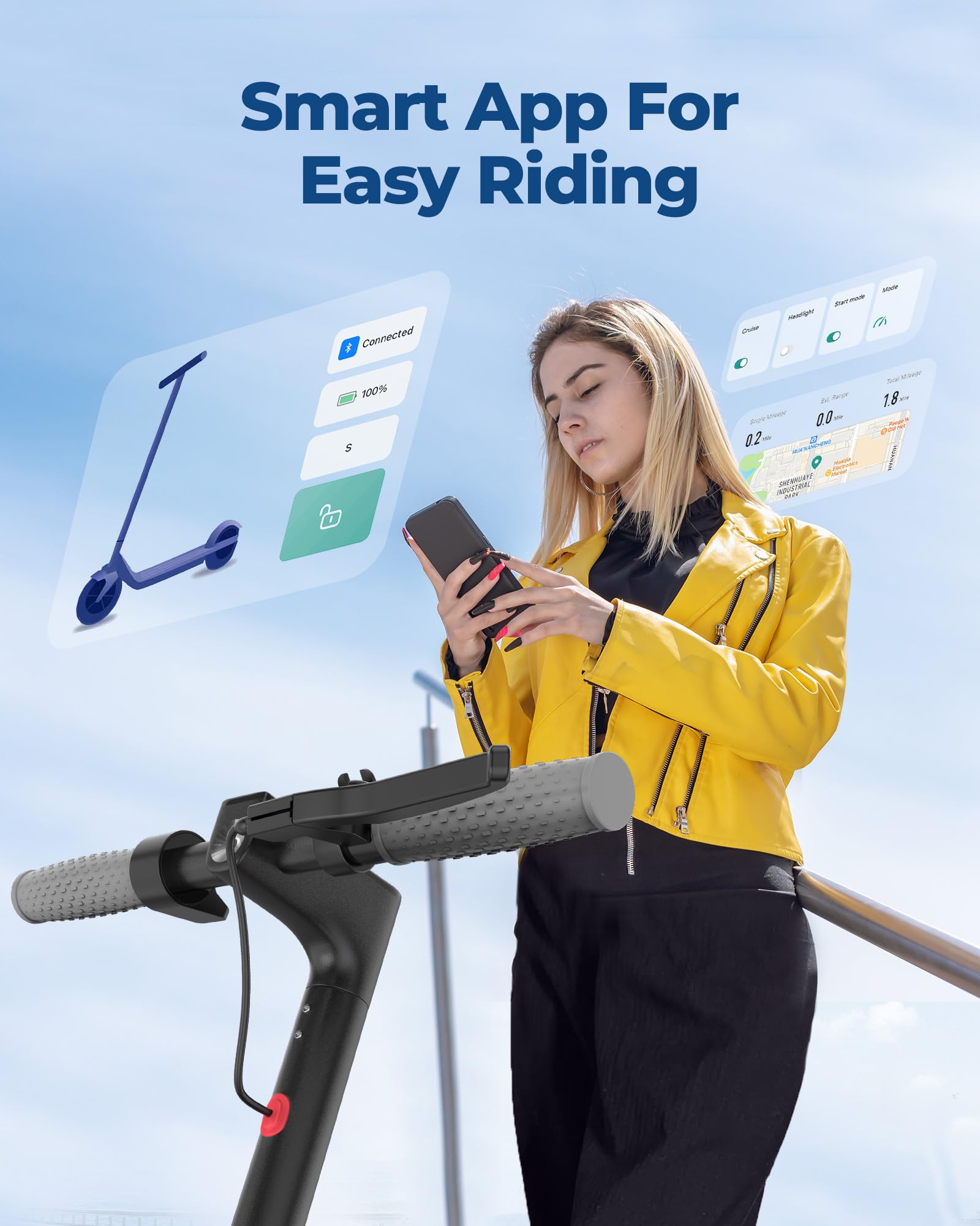 VOLPAM Electric Scooter, 350W/500W Powerful Motor, 8.5"/10" Solid Tires, 19/22Mph, 28/23/21/16 Miles Max Range, Dual Braking