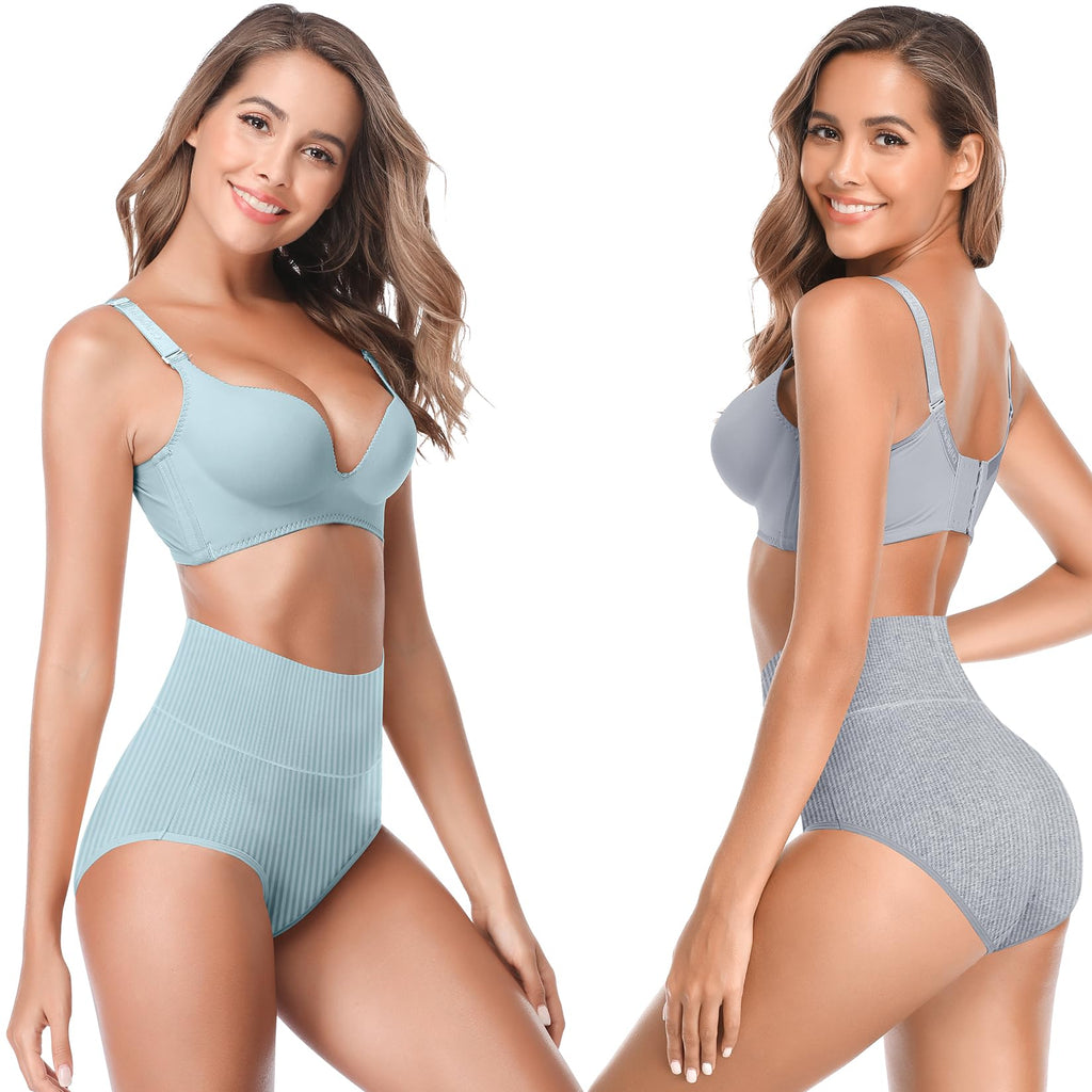 Women's High Waist Cotton Underwear Super Stretchy Briefs Full Coverage Panties Soft Women Panties 5-Pack