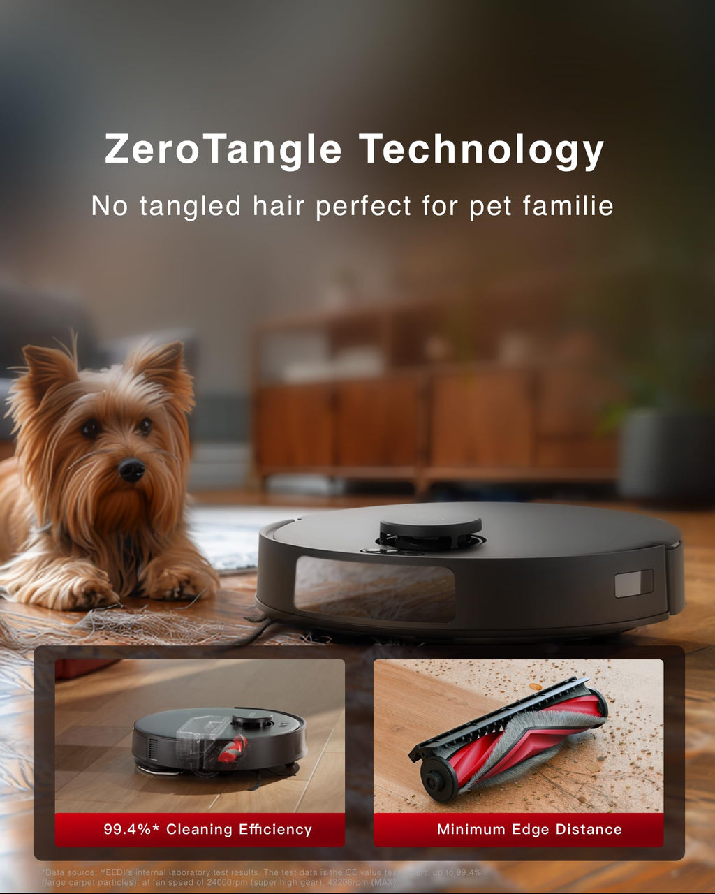 Yeedi C12 Robot Vacuum Cleaner and Mop, 8000Pa Strong Suction, ZeroTangle Brush, Smart Navigation, Self-Charging, White