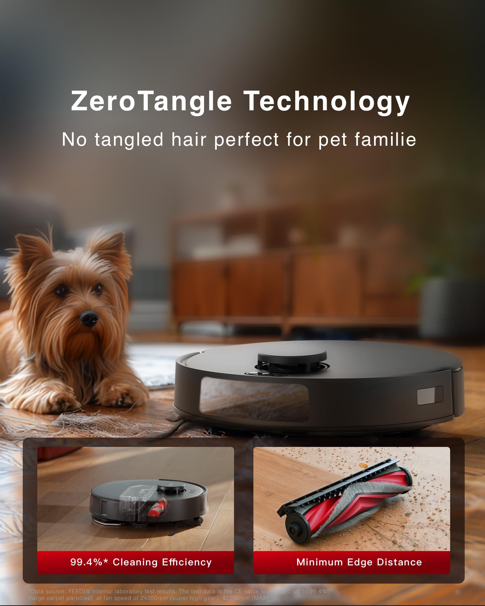 Yeedi C12 Robot Vacuum Cleaner and Mop, 8000Pa Strong Suction, ZeroTangle Brush, Smart Navigation, Self-Charging, White