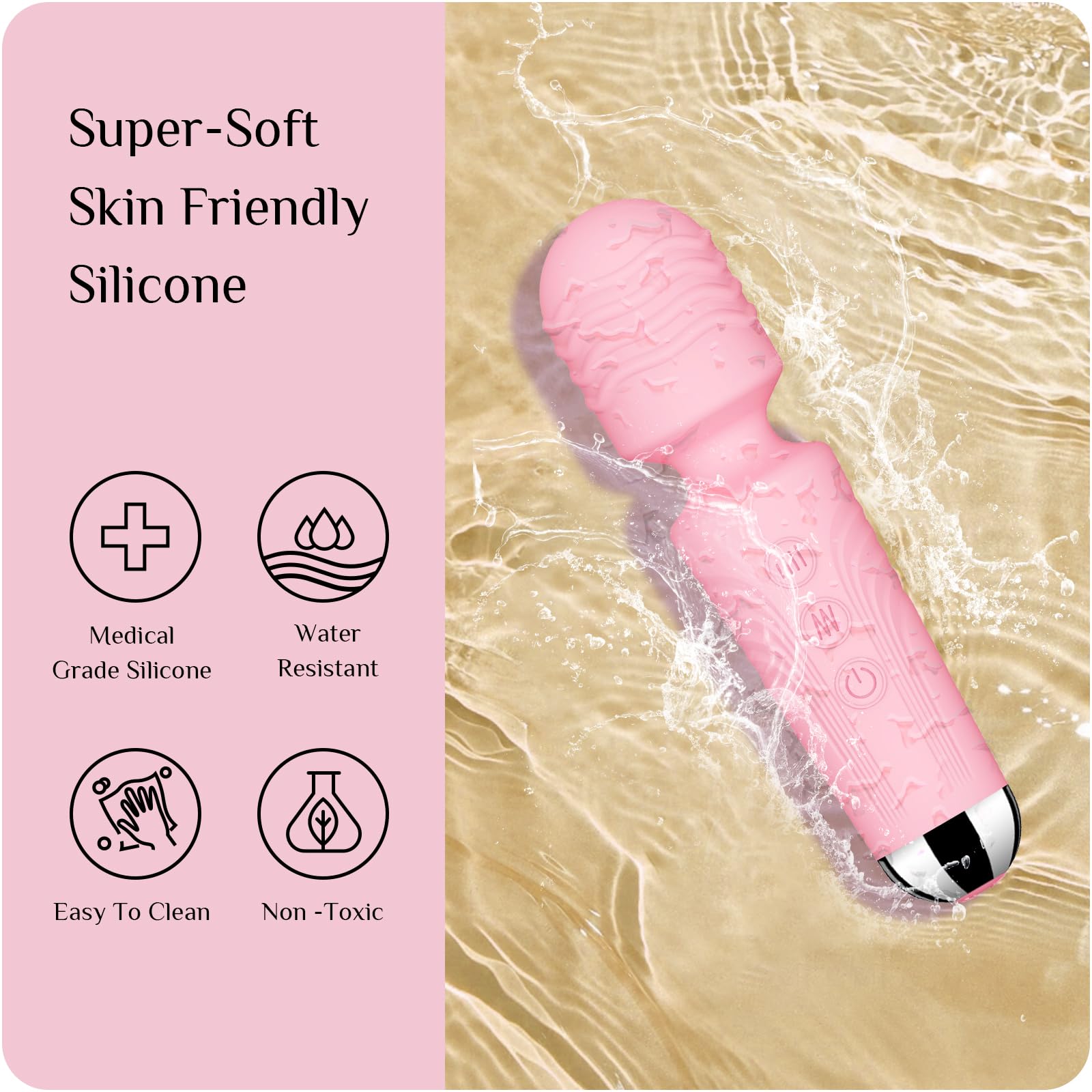 Vibrator Wand,Adult Sex Toy Wand, G Spot Dildo, Clit Vibrator, Sex Vibrators,Clitoris Stimulation,with 8 Speeds & 20 Patterns,Fully Waterproof,Vibrating Wand for her Pleasure (Rose Red)