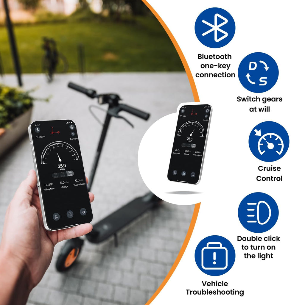 Electric Scooter for Adults, 8.5" Solid Tires, 350/500W Motor, 16/19MPH Max Speed & 12/21 Miles Range, Portable Foldable E-Scooter with Smart APP, Cruise Control, Dual-Brake System（Two Models）