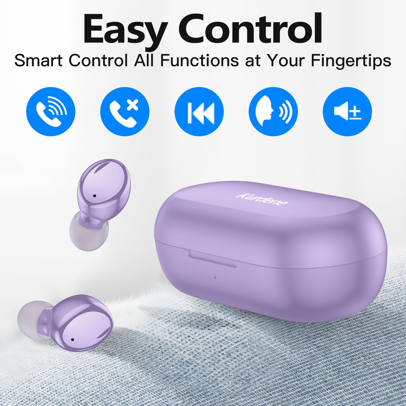 kurdene Wireless Earbuds Bluetooth 5.3 in Ear Buds Light Weight Headphones,Deep Bass Sound,Built in Mics Headset,Clear Calls Earphones for Sports Workout