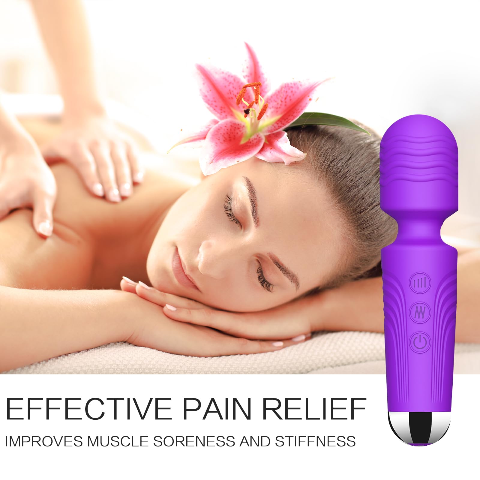 Vibrator Wand,Adult Sex Toy Wand, G Spot Dildo, Clit Vibrator, Sex Vibrators,Clitoris Stimulation,with 8 Speeds & 20 Patterns,Fully Waterproof,Vibrating Wand for her Pleasure (Rose Red)