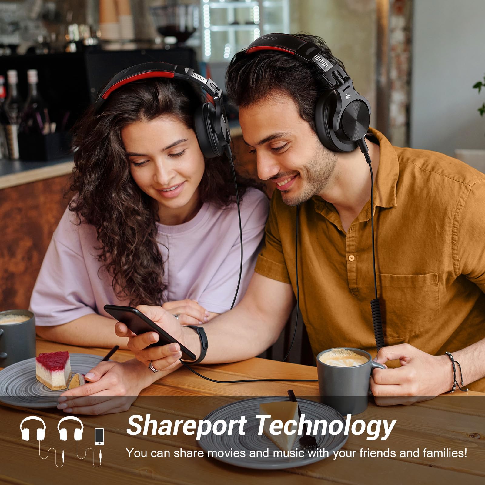 OneOdio A70 Bluetooth Over Ear Headphones, Wireless Headphones with 72H Playtime, Hi-Res, Built-in Mic, 3.5mm/6.35mm Wired Audio Jack for Studio Monitor & Mixing DJ Guitar AMP, Computer Laptop PC