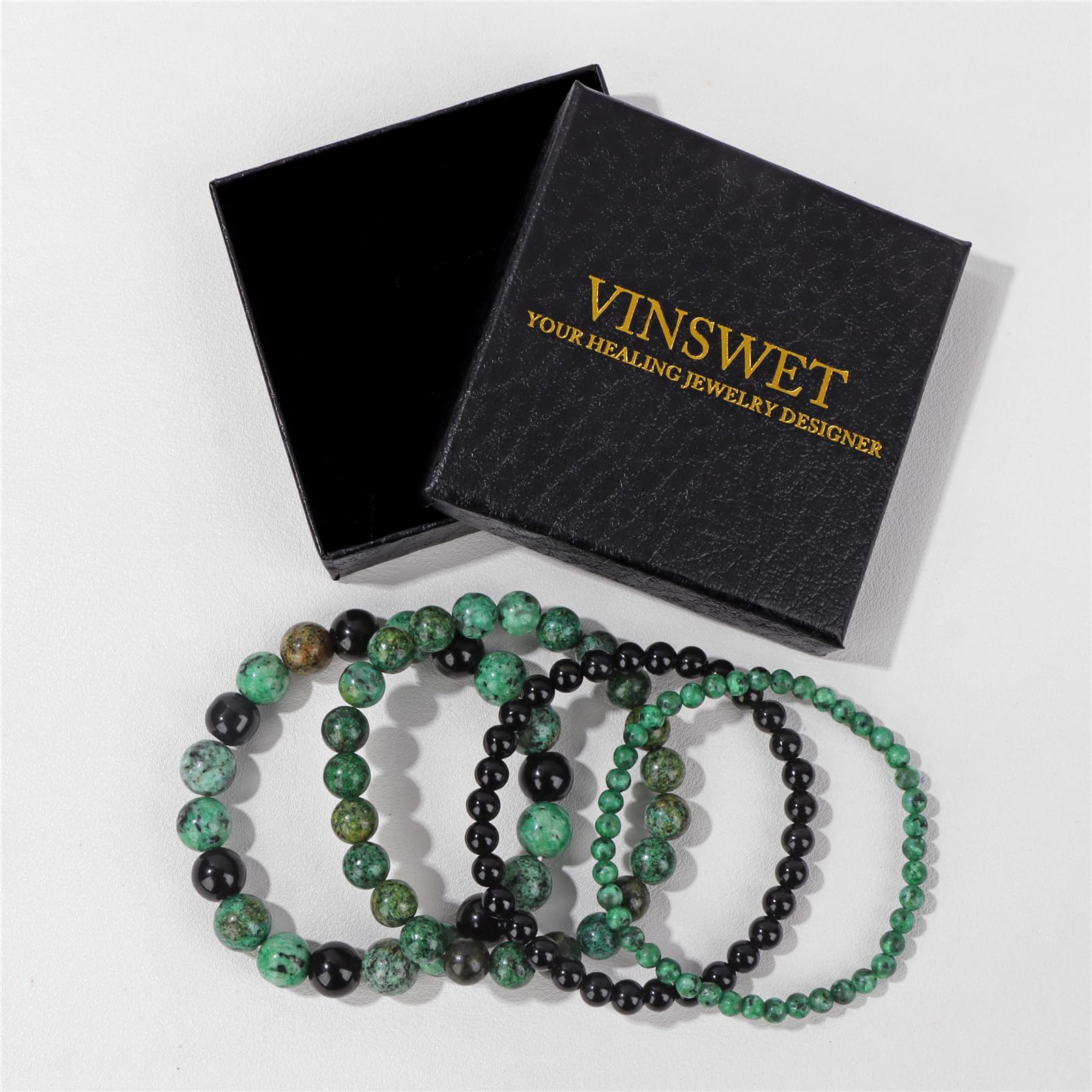 4pcs Beaded Bracelets for Women,Natural Healing Crystal Gemstones Bracelet,Anxiety Stress Relief Bracelet Handmade purple Jewelry Gifts for Women