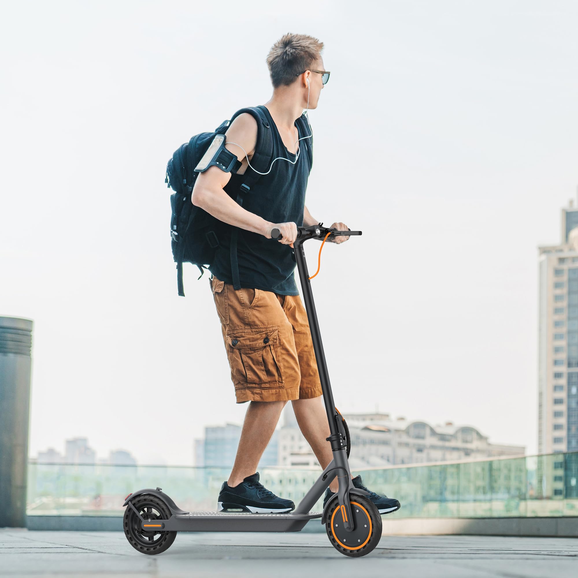 VOLPAM Electric Scooter, 350W/500W Powerful Motor, 8.5"/10" Solid Tires, 19/22Mph, 28/23/21/16 Miles Max Range, Dual Braking