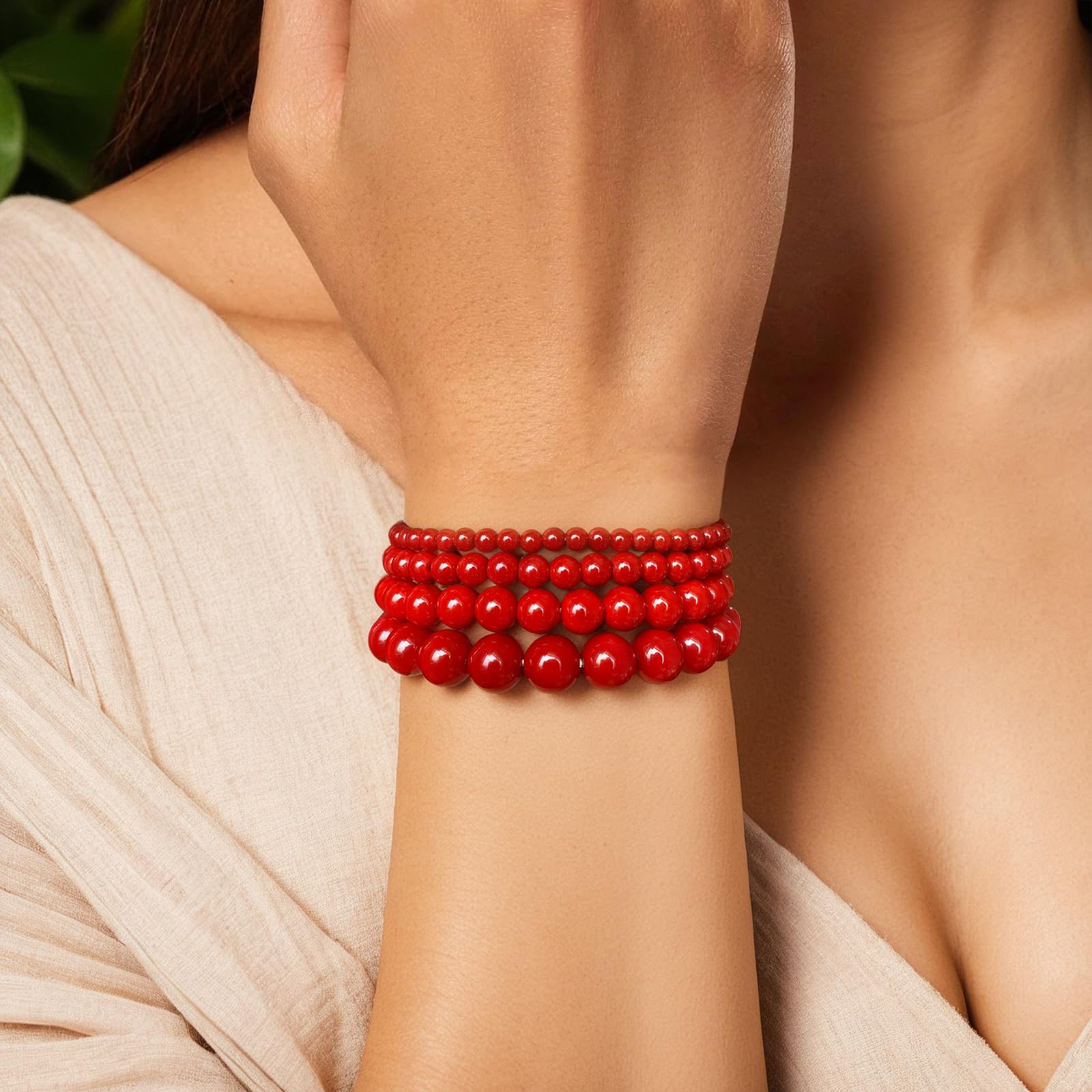 4pcs Beaded Bracelets for Women,Natural Healing Crystal Gemstones Bracelet,Anxiety Stress Relief Bracelet Handmade purple Jewelry Gifts for Women