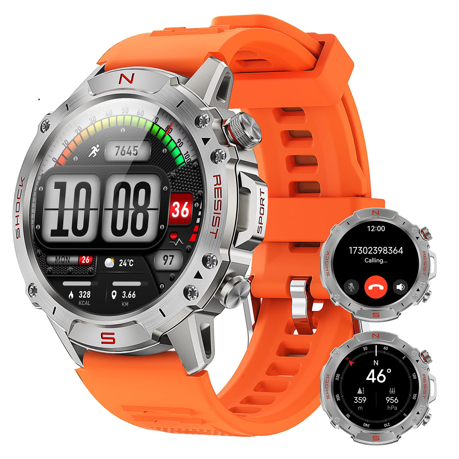 WalkerFit Smart Watch for Men, 1.43" Round AMOLED, 5ATM Waterproof, Heart Rate & Sleep Monitor,Long Battery,Outdoor Fitness Activity Tracker,Voice Control&Bluetooth Call,Compatible with iPhone Android