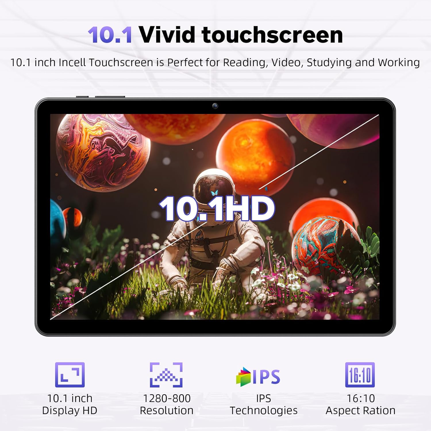 Tablet Android, Android 15 Tablet 10 Inch Tablets, Octa-Core, 18GB RAM 128GB ROM 1TB Expand, 1280x800 IPS HD Display, GPS, Widevine L1, 5G+2.4G WiFi, 5MP+8MP Dual Camera, Bluetooth5.4, 6000mAh, Black