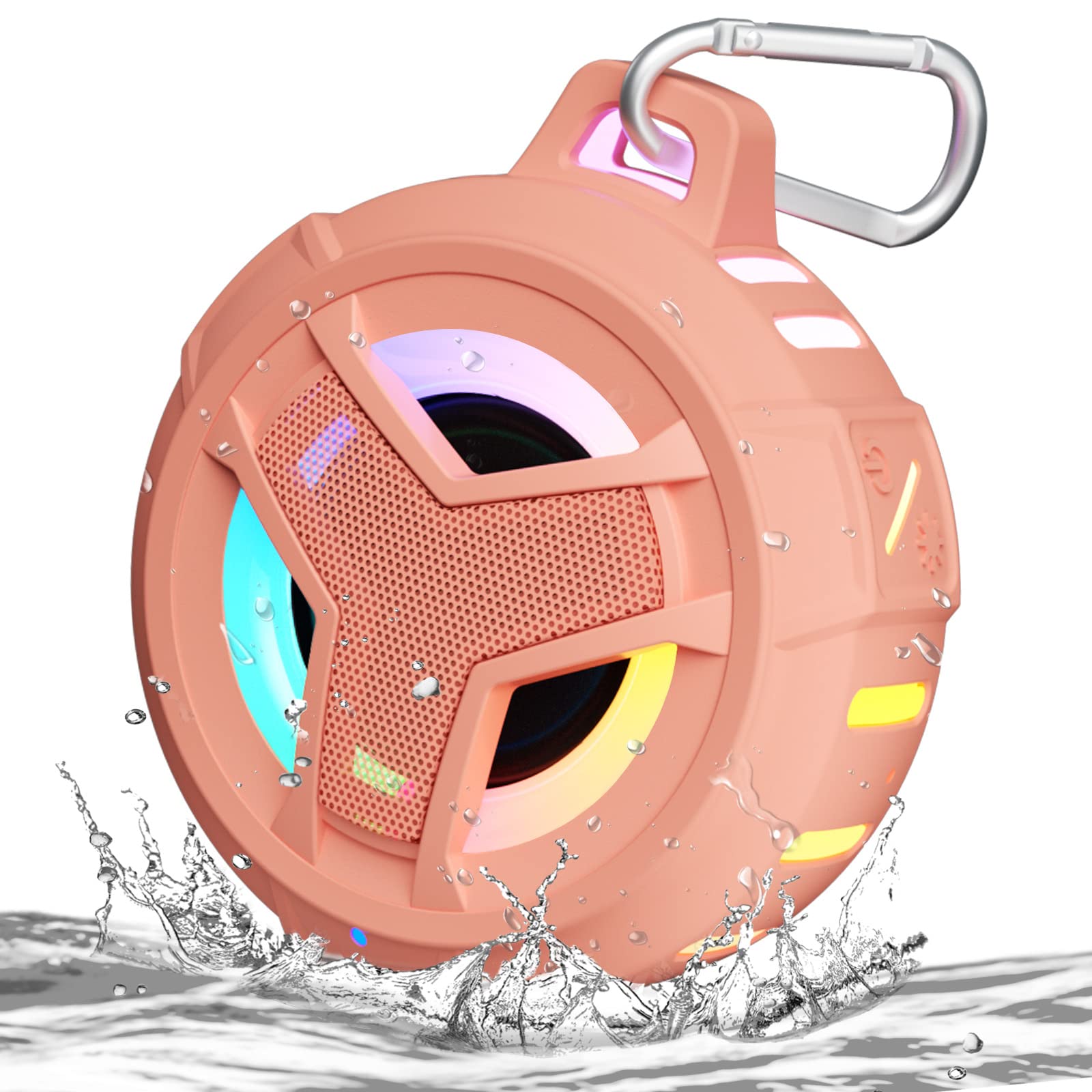EBODA Bluetooth Shower Speaker, Portable Bluetooth Speakers, IP67 Waterproof Wireless Speaker with LED Light, Floating, 2000mAh, True Wireless Stereo for Kayak, Beach, Gifts for unisex -Black