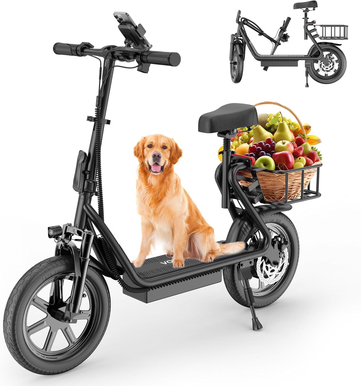 VOLPAM Electric Scooter, 350W/500W Powerful Motor, 8.5"/10" Solid Tires, 19/22Mph, 28/23/21/16 Miles Max Range, Dual Braking