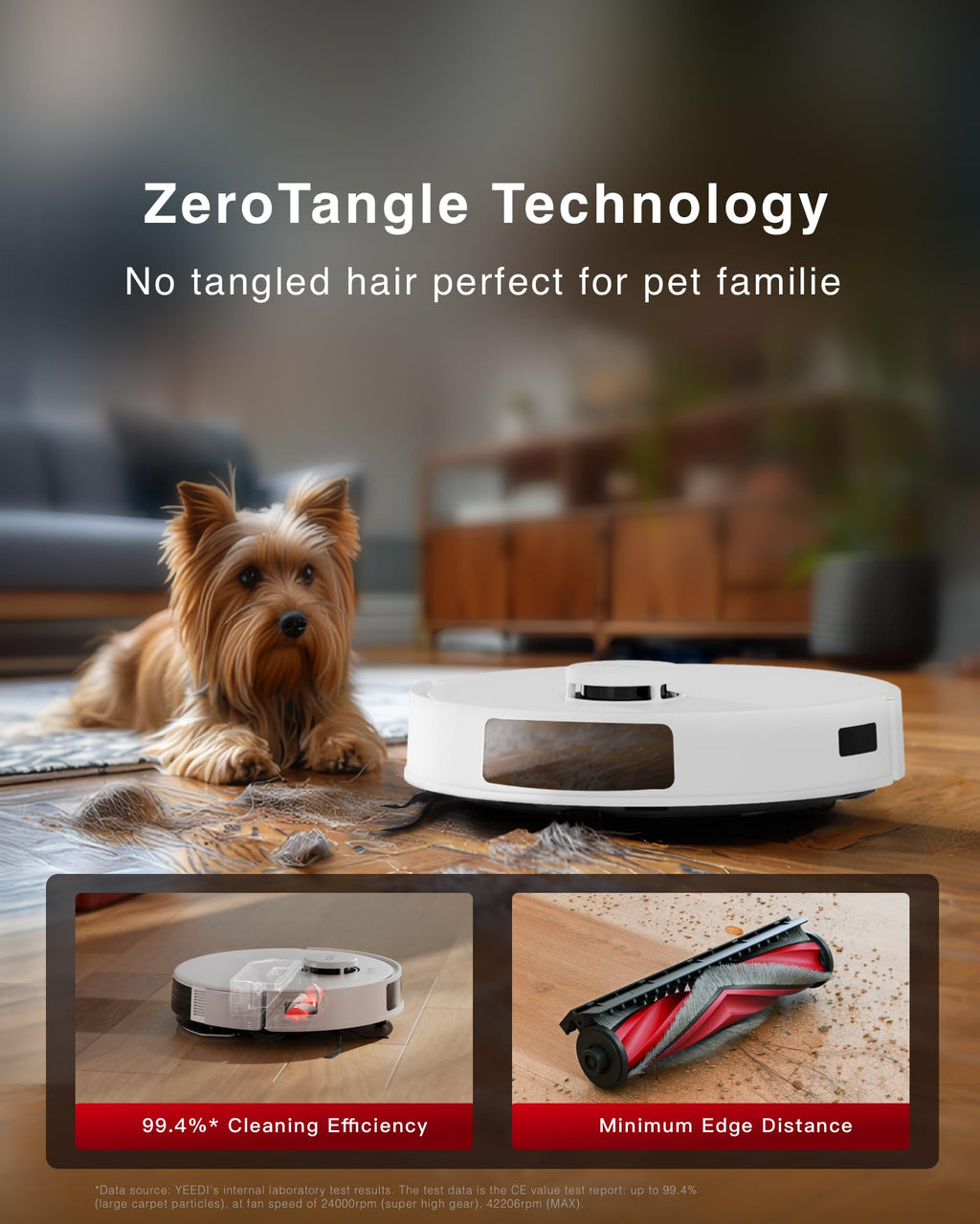 Yeedi C12 Robot Vacuum Cleaner and Mop, 8000Pa Strong Suction, ZeroTangle Brush, Smart Navigation, Self-Charging, White