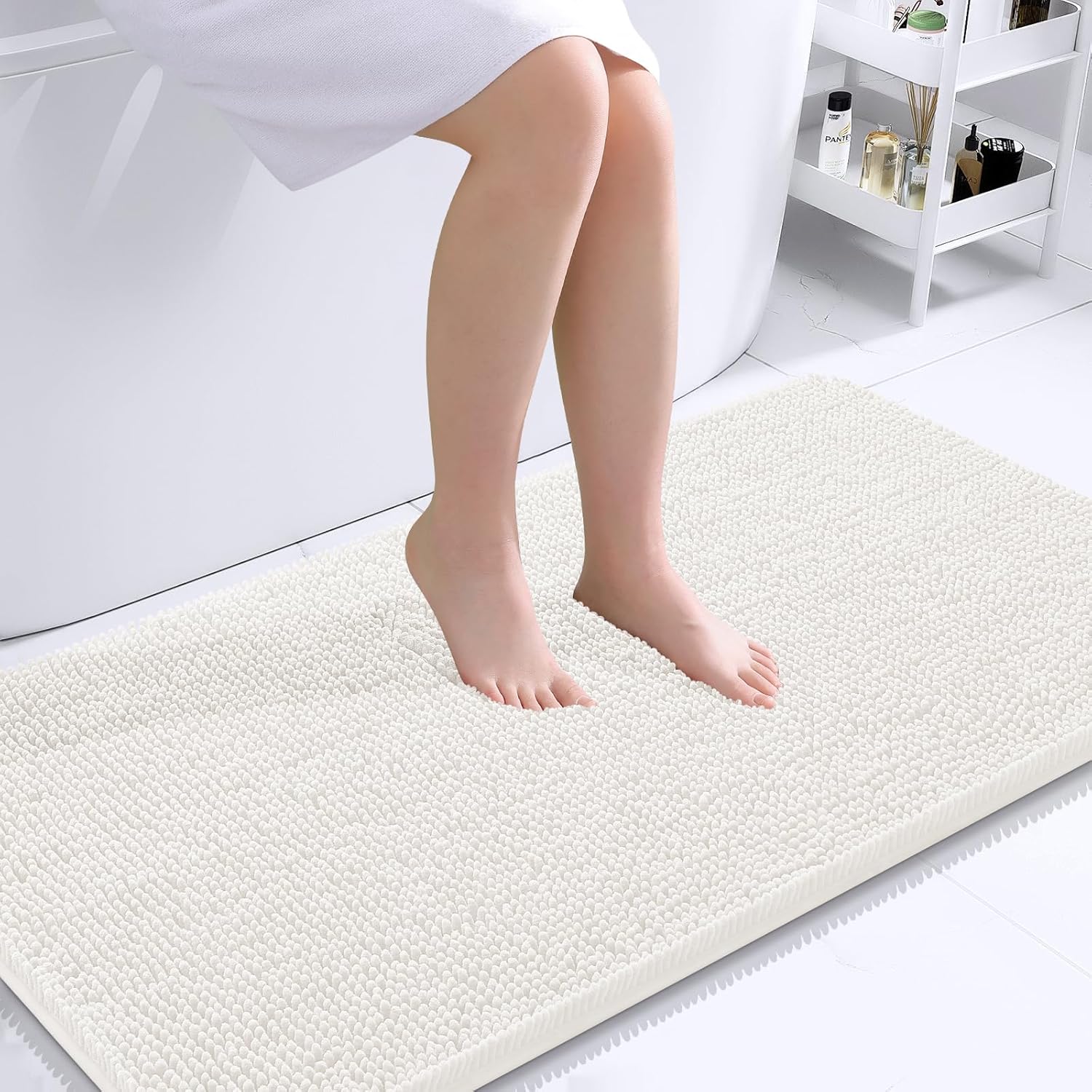 OLANLY Bathroom Rugs 30x20, Extra Soft Absorbent Chenille Bath Rugs, Rubber Backing Quick Dry, Machine Washable Bath Mats for Bathroom Floor, Tub and Shower, Home Decor Accessories, Grey