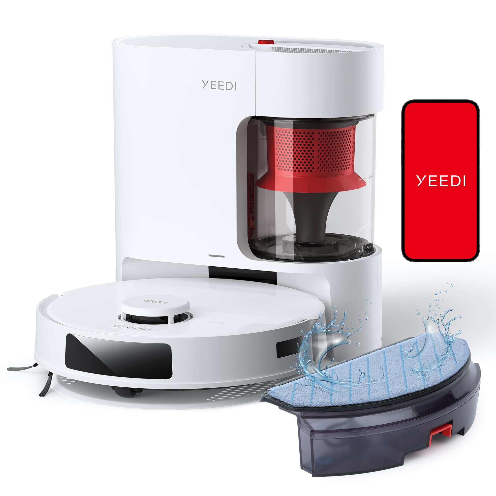 Yeedi C12 Robot Vacuum Cleaner and Mop, 8000Pa Strong Suction, ZeroTangle Brush, Smart Navigation, Self-Charging, White