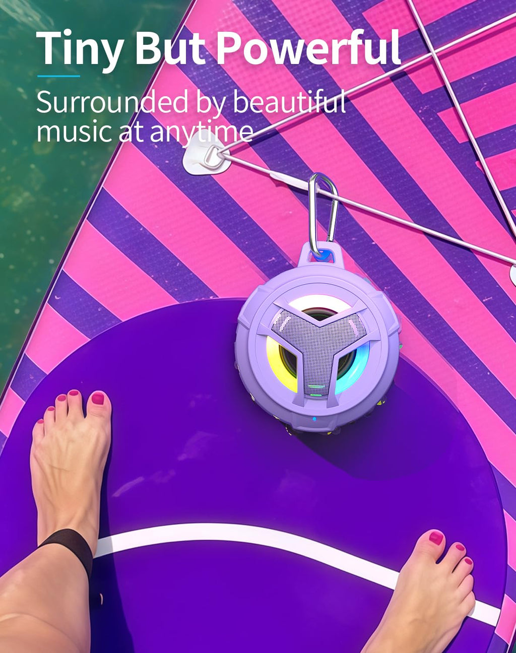 EBODA Bluetooth Shower Speaker, Portable Bluetooth Speakers, IP67 Waterproof Wireless Speaker with LED Light, Floating, 2000mAh, True Wireless Stereo for Kayak, Beach, Gifts for unisex -Black