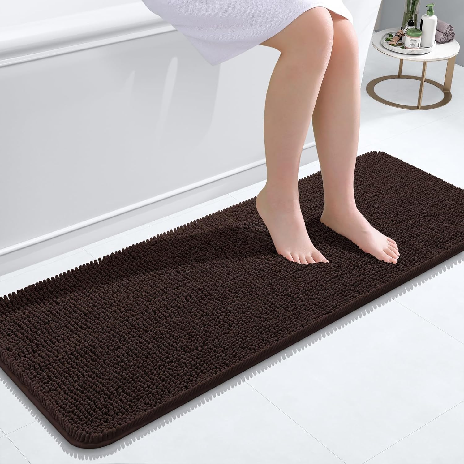 OLANLY Bathroom Rugs 30x20, Extra Soft Absorbent Chenille Bath Rugs, Rubber Backing Quick Dry, Machine Washable Bath Mats for Bathroom Floor, Tub and Shower, Home Decor Accessories, Grey