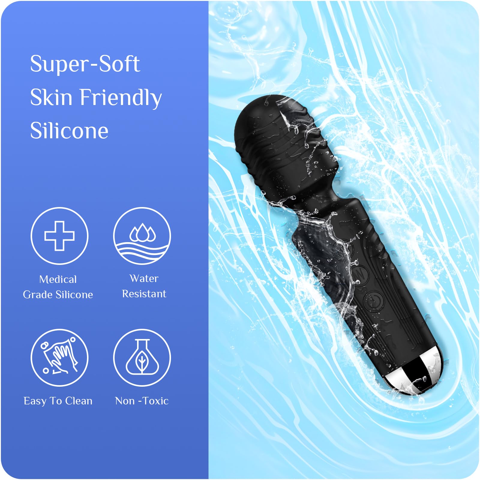 Vibrator Wand,Adult Sex Toy Wand, G Spot Dildo, Clit Vibrator, Sex Vibrators,Clitoris Stimulation,with 8 Speeds & 20 Patterns,Fully Waterproof,Vibrating Wand for her Pleasure (Rose Red)