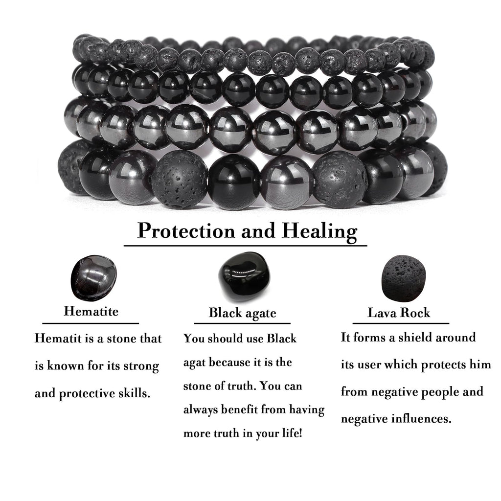 4pcs Beaded Bracelets for Women,Natural Healing Crystal Gemstones Bracelet,Anxiety Stress Relief Bracelet Handmade purple Jewelry Gifts for Women