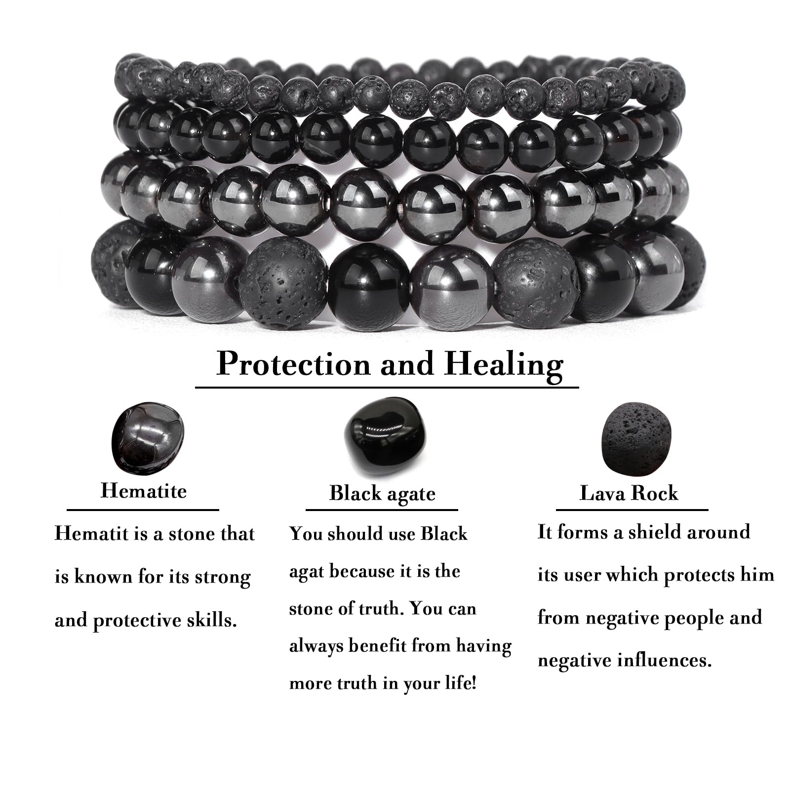 4pcs Beaded Bracelets for Women,Natural Healing Crystal Gemstones Bracelet,Anxiety Stress Relief Bracelet Handmade purple Jewelry Gifts for Women