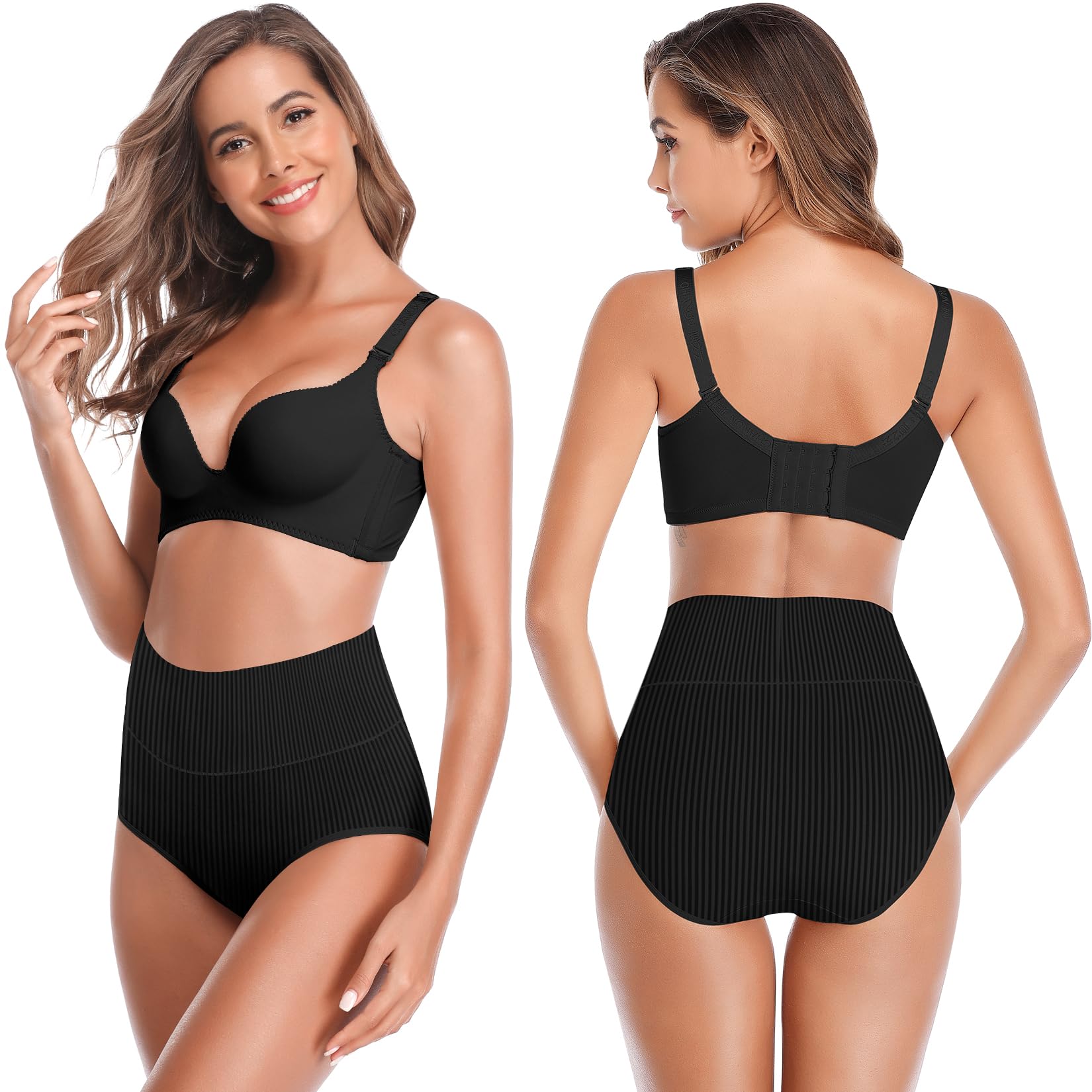 Women's High Waist Cotton Underwear Super Stretchy Briefs Full Coverage Panties Soft Women Panties 5-Pack