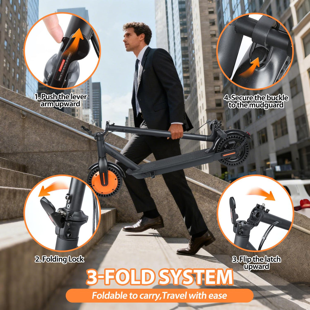 ‌Fregogo Electric Scooter for Adults - Folding Commuter E-Scooter,500W Peak Motor,12/21 Mile Long Range Adults Electric Scooter,16/19 MPH Speed,8.5" Anti-Solid Tires, Dual Brake System & App Control