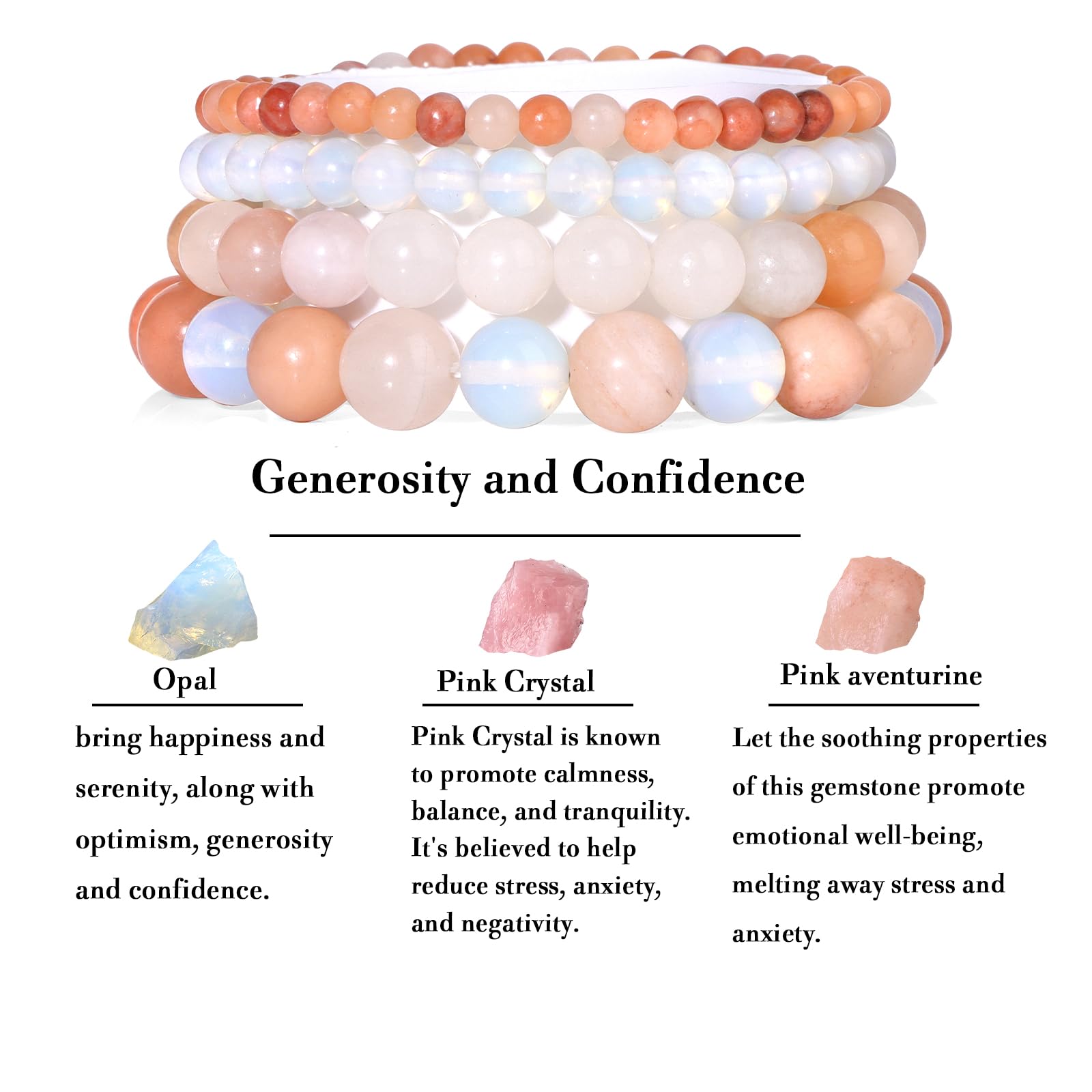 4pcs Beaded Bracelets for Women,Natural Healing Crystal Gemstones Bracelet,Anxiety Stress Relief Bracelet Handmade purple Jewelry Gifts for Women