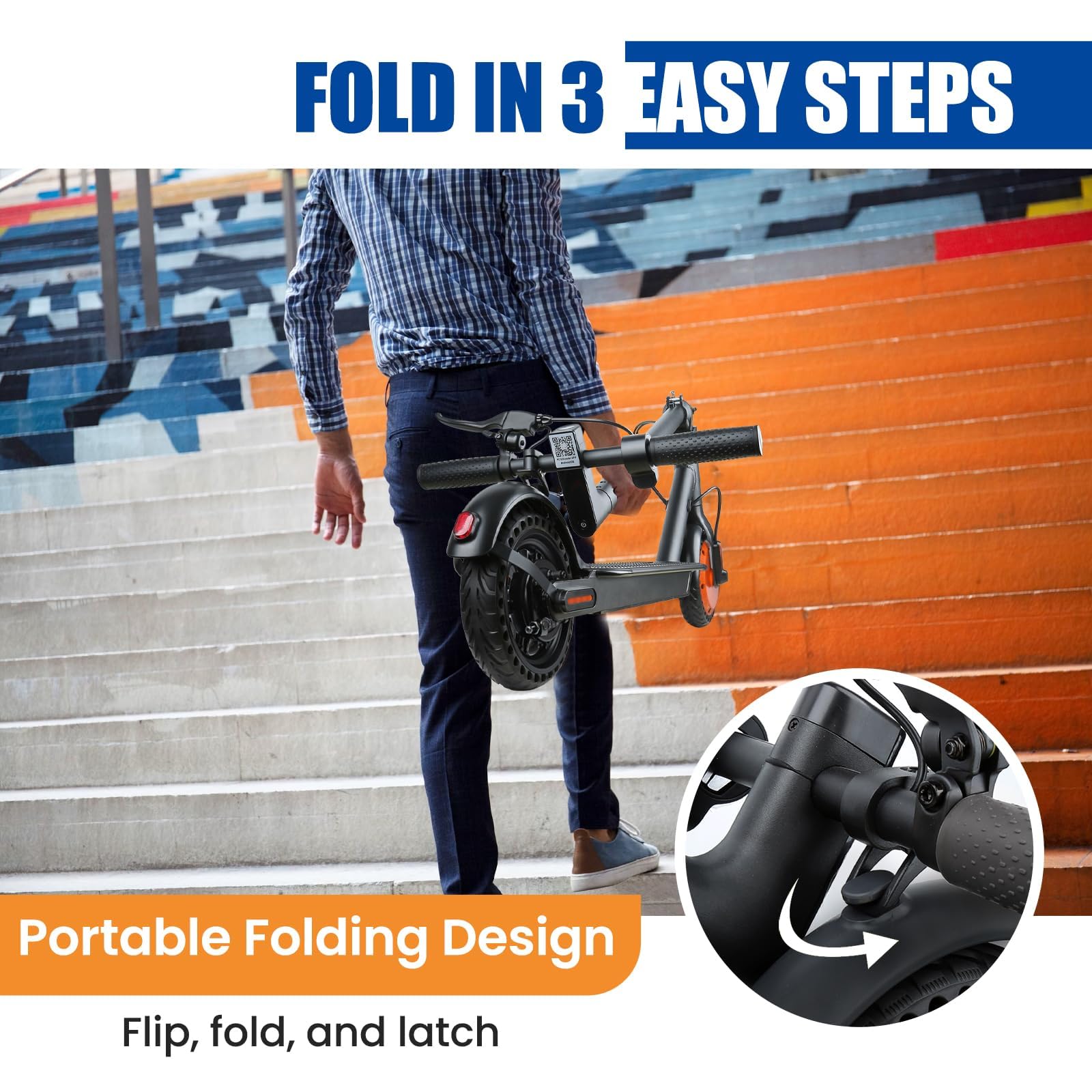 Electric Scooter for Adults, 8.5" Solid Tires, 350/500W Motor, 16/19MPH Max Speed & 12/21 Miles Range, Portable Foldable E-Scooter with Smart APP, Cruise Control, Dual-Brake System（Two Models）