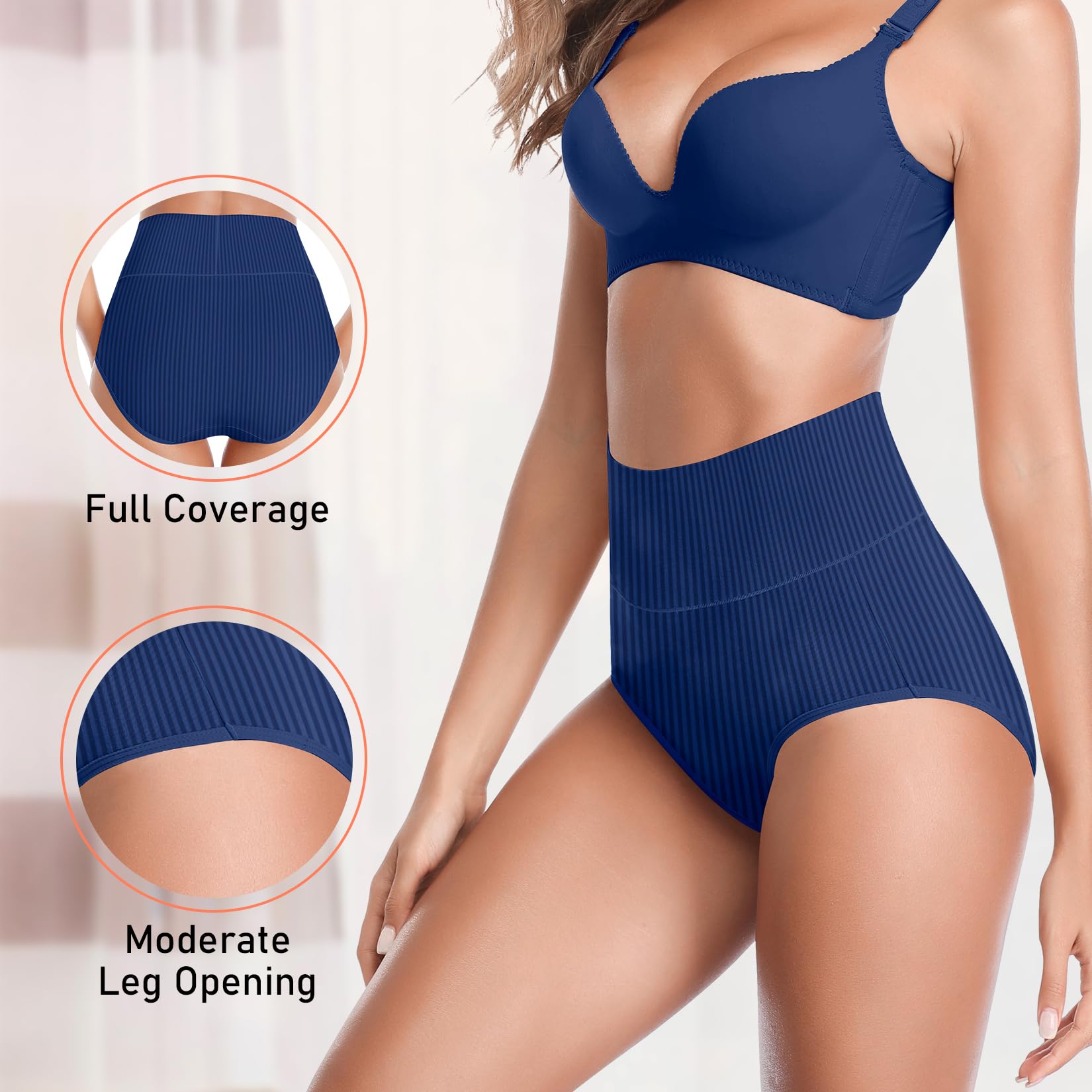 Women's High Waist Cotton Underwear Super Stretchy Briefs Full Coverage Panties Soft Women Panties 5-Pack