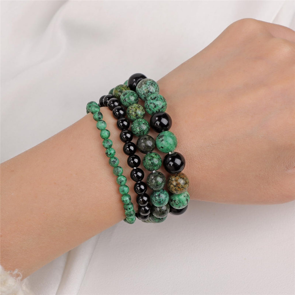 4pcs Beaded Bracelets for Women,Natural Healing Crystal Gemstones Bracelet,Anxiety Stress Relief Bracelet Handmade purple Jewelry Gifts for Women