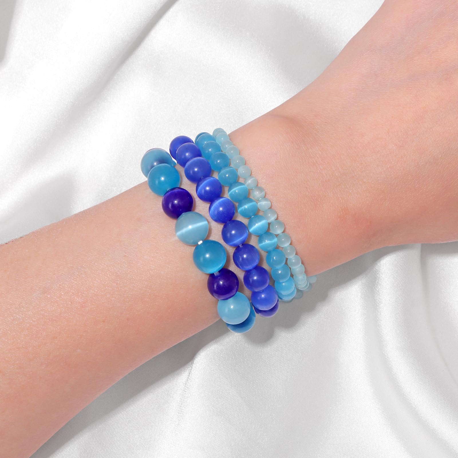 4pcs Beaded Bracelets for Women,Natural Healing Crystal Gemstones Bracelet,Anxiety Stress Relief Bracelet Handmade purple Jewelry Gifts for Women