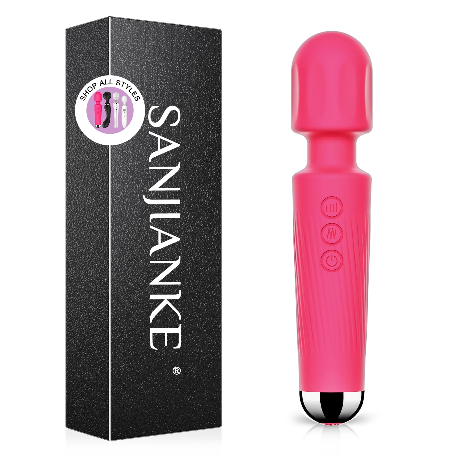 Vibrator Wand,Adult Sex Toy Wand, G Spot Dildo, Clit Vibrator, Sex Vibrators,Clitoris Stimulation,with 8 Speeds & 20 Patterns,Fully Waterproof,Vibrating Wand for her Pleasure (Rose Red)
