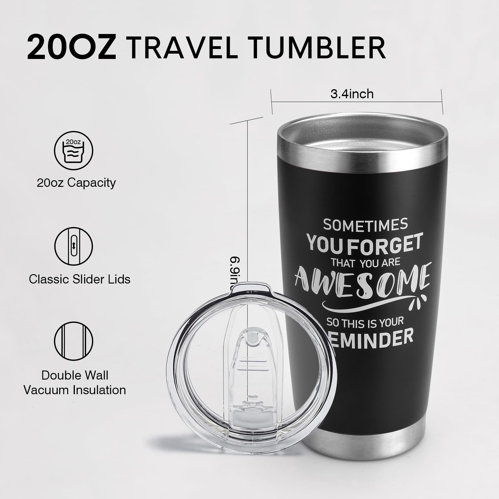 NOWWISH Inspirational Coffee Mug for Men, 14oz Vacuum Insulated Stainless Steel Cup, You Are Awesome Gift for Husband, Boyfriend, Dad - Navy Blue