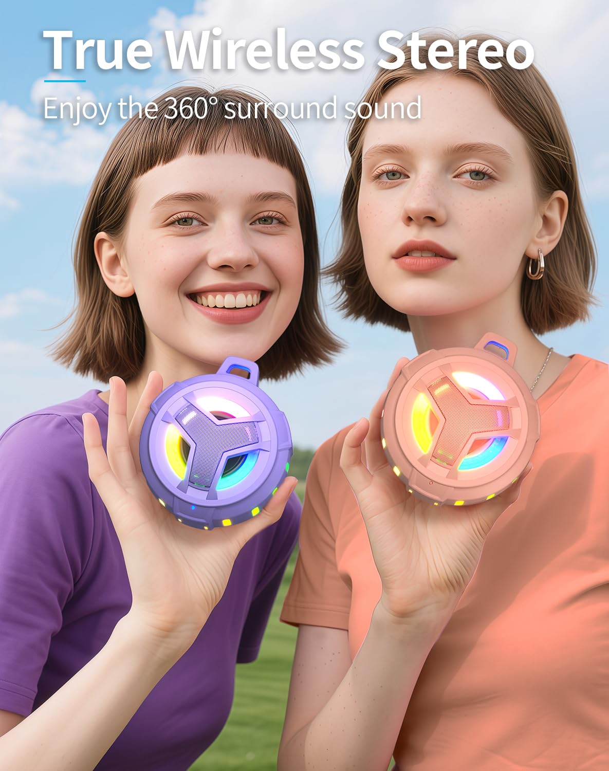 EBODA Bluetooth Shower Speaker, Portable Bluetooth Speakers, IP67 Waterproof Wireless Speaker with LED Light, Floating, 2000mAh, True Wireless Stereo for Kayak, Beach, Gifts for unisex -Black