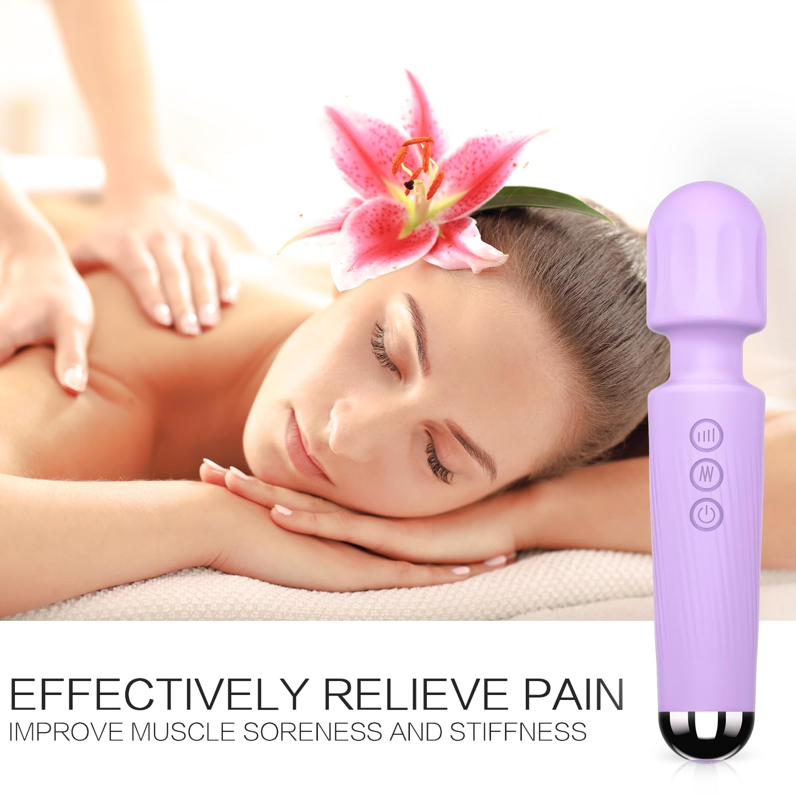 Vibrator Wand,Adult Sex Toy Wand, G Spot Dildo, Clit Vibrator, Sex Vibrators,Clitoris Stimulation,with 8 Speeds & 20 Patterns,Fully Waterproof,Vibrating Wand for her Pleasure (Rose Red)