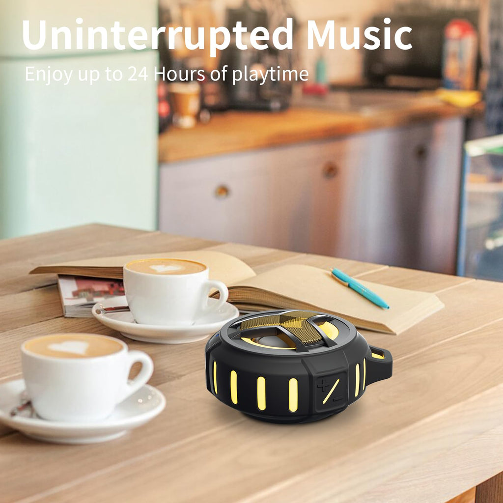 EBODA Bluetooth Shower Speaker, Portable Bluetooth Speakers, IP67 Waterproof Wireless Speaker with LED Light, Floating, 2000mAh, True Wireless Stereo for Kayak, Beach, Gifts for unisex -Black