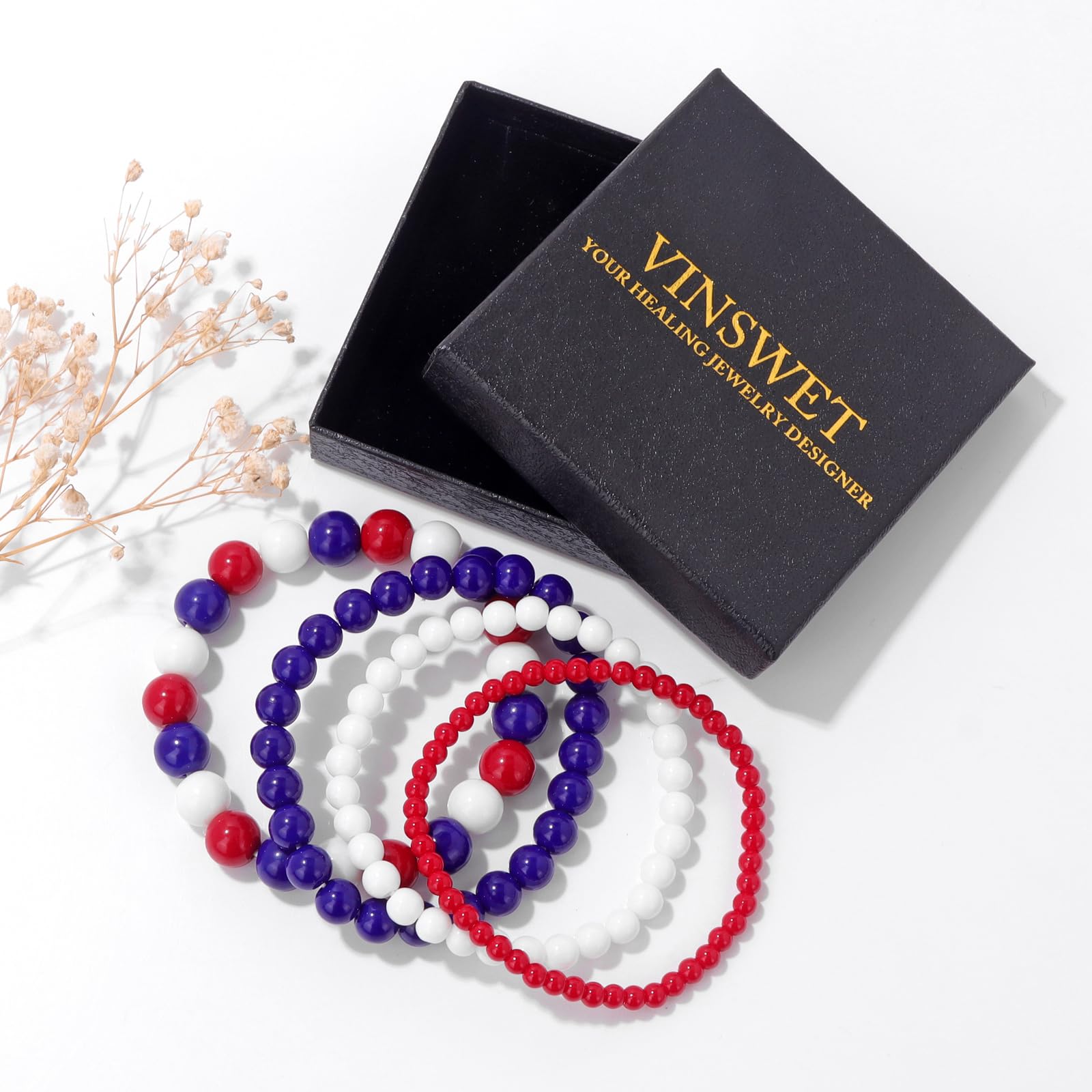 4pcs Beaded Bracelets for Women,Natural Healing Crystal Gemstones Bracelet,Anxiety Stress Relief Bracelet Handmade purple Jewelry Gifts for Women