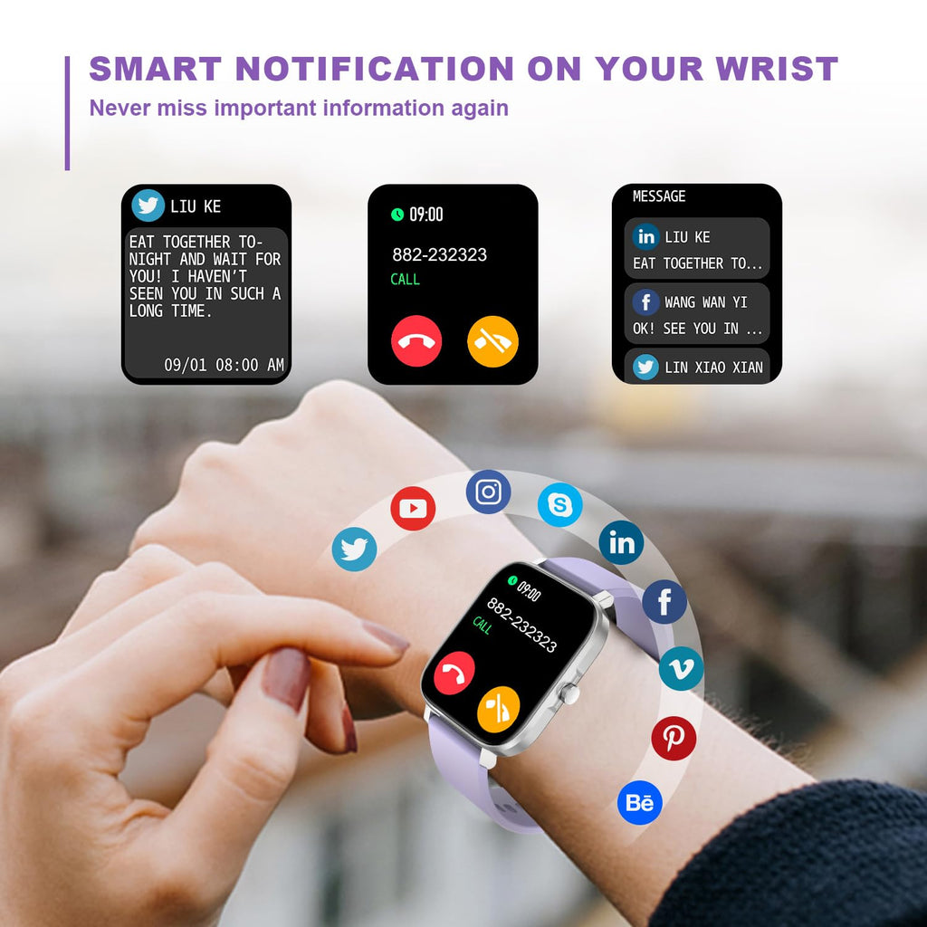 Smart Watch for Men Women Compatible with iPhone Samsung Android Phone 1.83 inch Full Touch Screen IP68 Waterproof Bluetooh Fitness Tracker Heart Rate/Sleep Monitor, Black