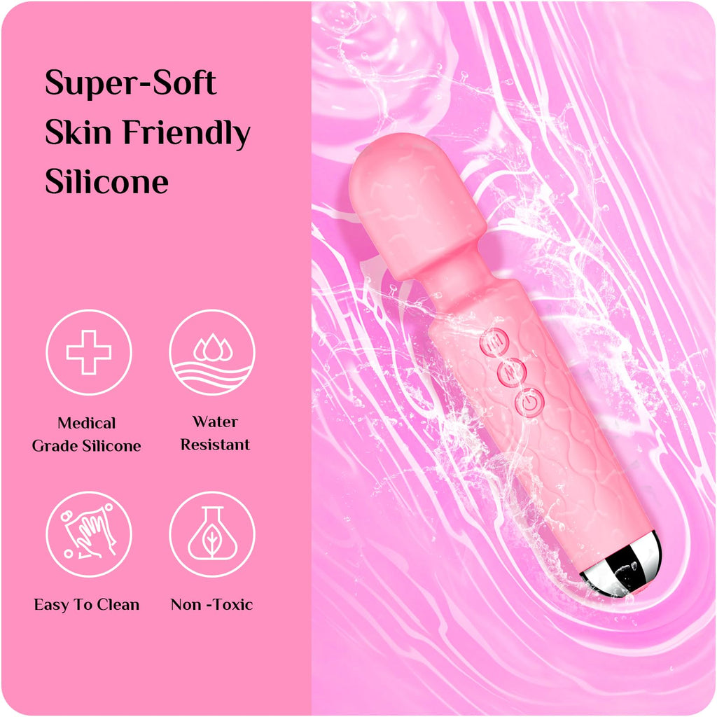 Vibrator Wand,Adult Sex Toy Wand, G Spot Dildo, Clit Vibrator, Sex Vibrators,Clitoris Stimulation,with 8 Speeds & 20 Patterns,Fully Waterproof,Vibrating Wand for her Pleasure (Rose Red)
