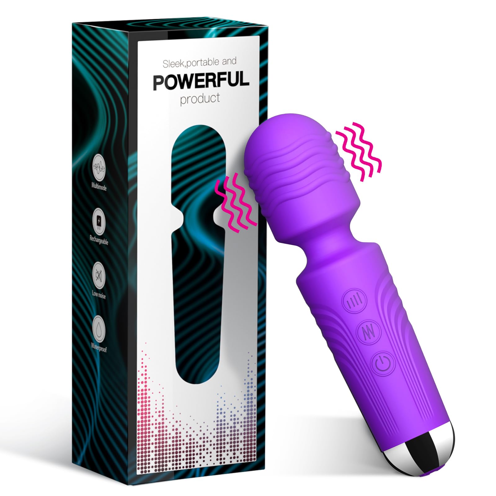 Vibrator Wand,Adult Sex Toy Wand, G Spot Dildo, Clit Vibrator, Sex Vibrators,Clitoris Stimulation,with 8 Speeds & 20 Patterns,Fully Waterproof,Vibrating Wand for her Pleasure (Rose Red)