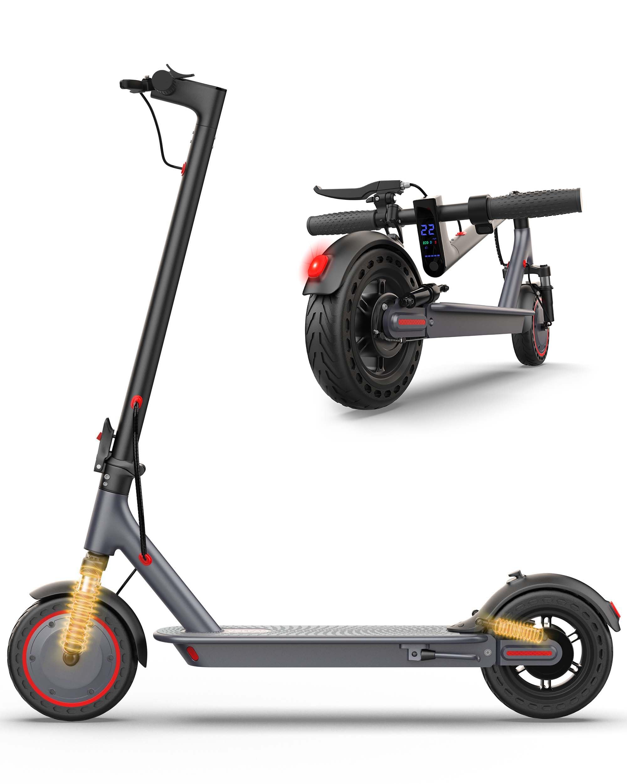VOLPAM Electric Scooter, 350W/500W Powerful Motor, 8.5"/10" Solid Tires, 19/22Mph, 28/23/21/16 Miles Max Range, Dual Braking