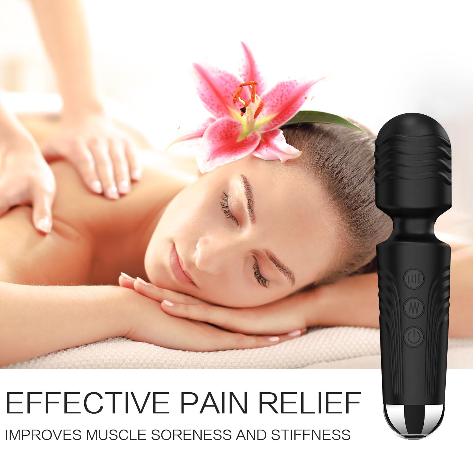 Vibrator Wand,Adult Sex Toy Wand, G Spot Dildo, Clit Vibrator, Sex Vibrators,Clitoris Stimulation,with 8 Speeds & 20 Patterns,Fully Waterproof,Vibrating Wand for her Pleasure (Rose Red)