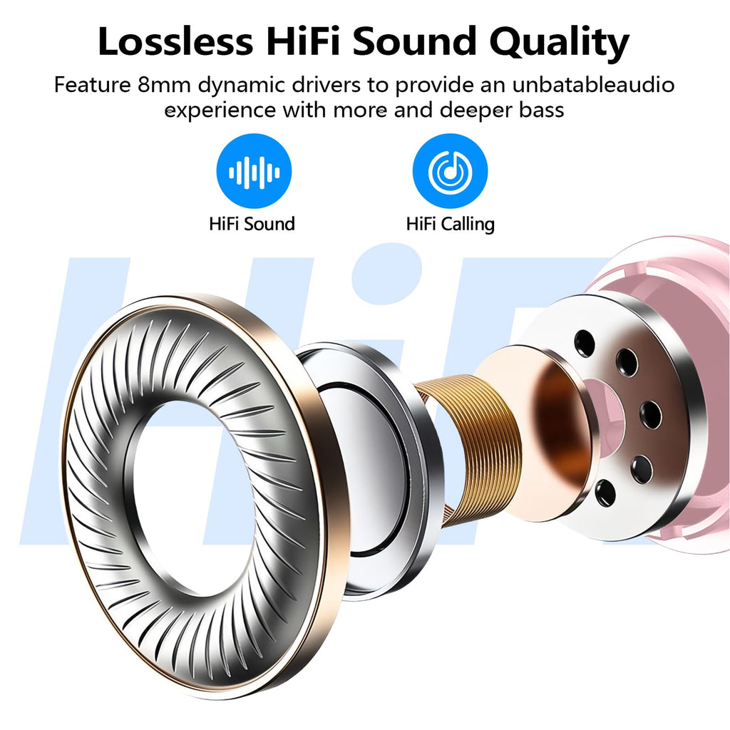 kurdene Wireless Earbuds Bluetooth 5.3 in Ear Buds Light Weight Headphones,Deep Bass Sound,Built in Mics Headset,Clear Calls Earphones for Sports Workout