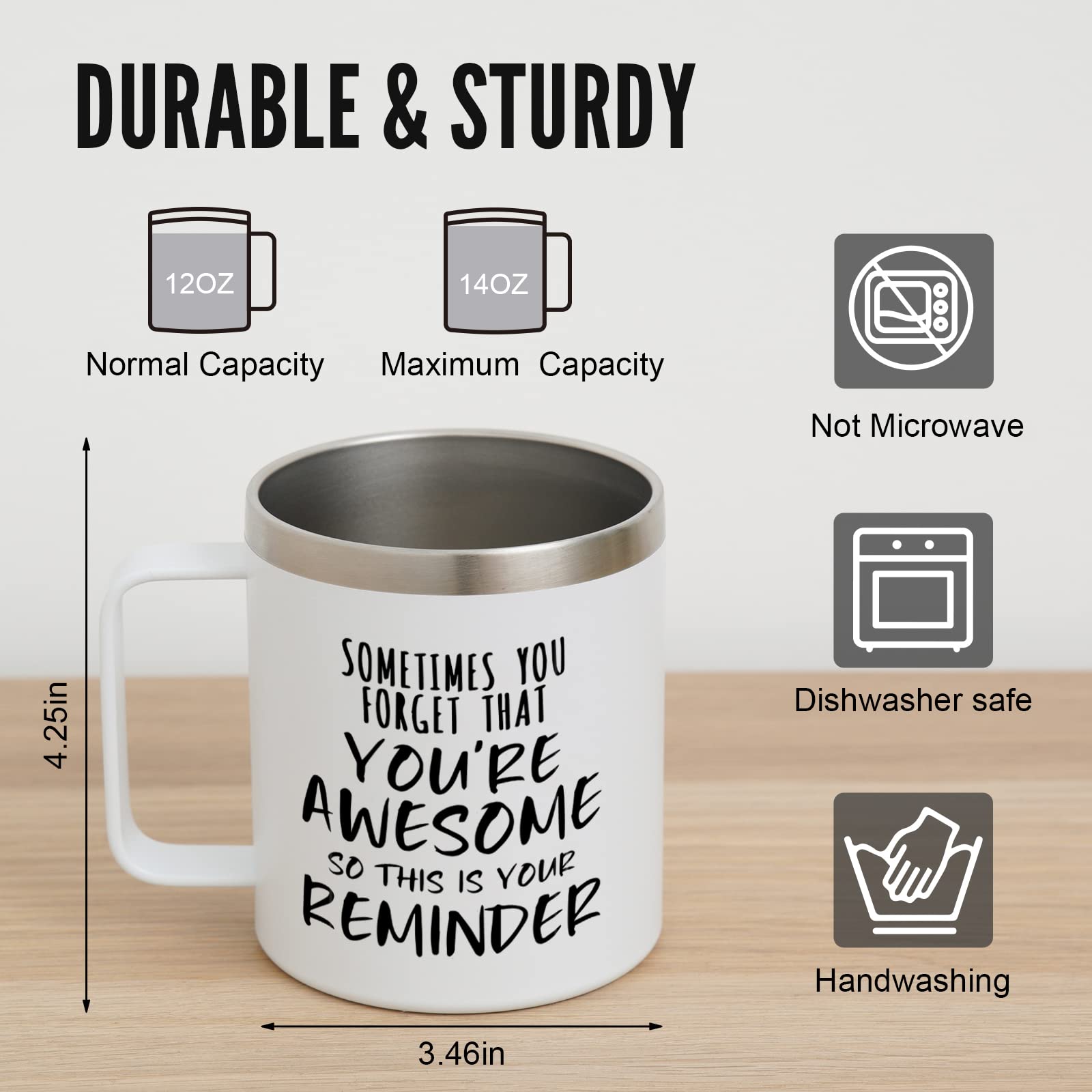 NOWWISH Inspirational Coffee Mug for Men, 14oz Vacuum Insulated Stainless Steel Cup, You Are Awesome Gift for Husband, Boyfriend, Dad - Navy Blue