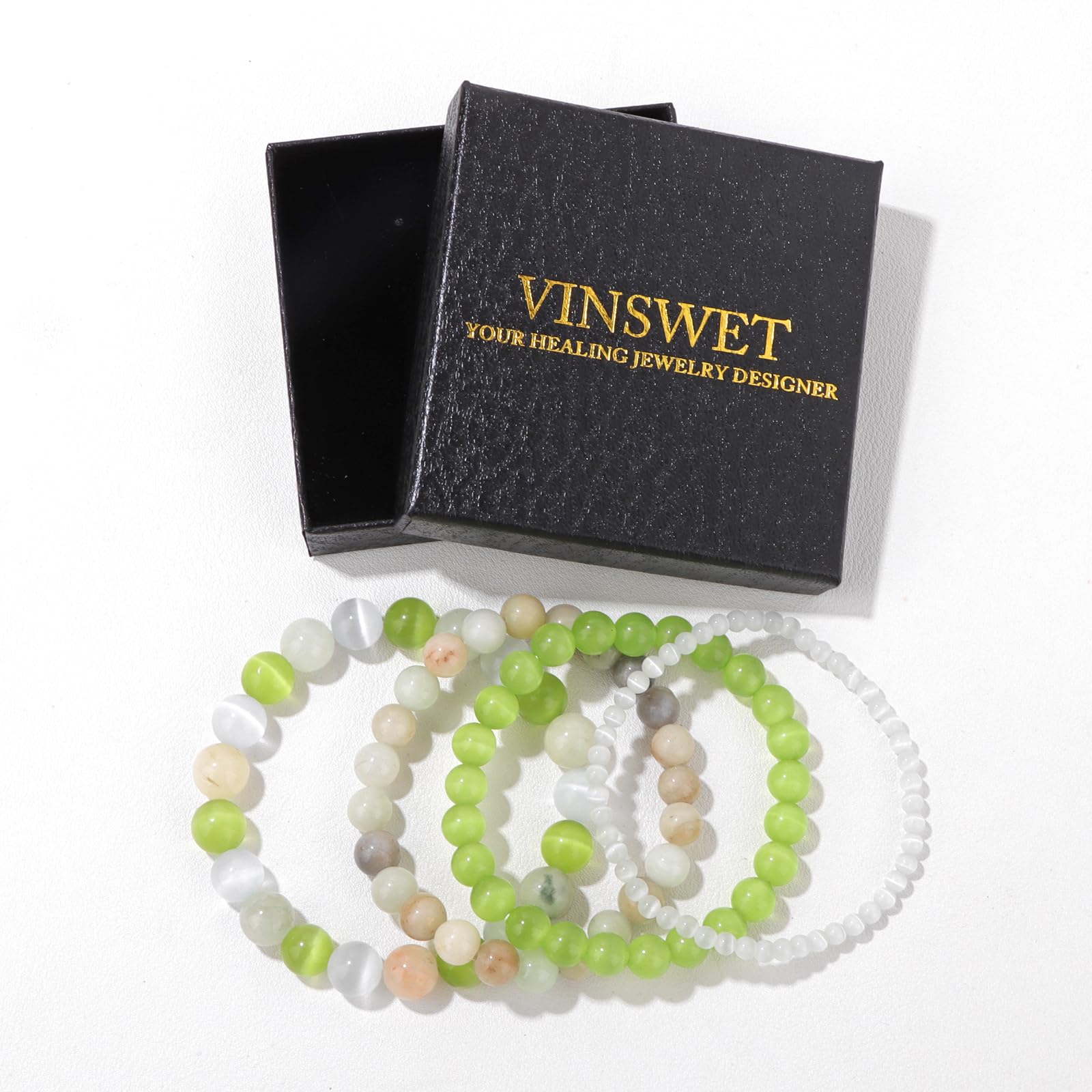 4pcs Beaded Bracelets for Women,Natural Healing Crystal Gemstones Bracelet,Anxiety Stress Relief Bracelet Handmade purple Jewelry Gifts for Women