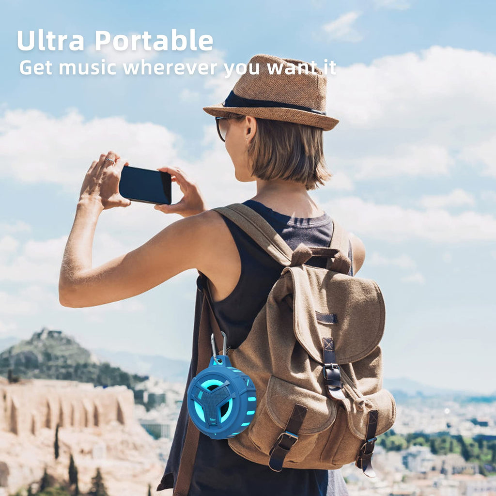 EBODA Bluetooth Shower Speaker, Portable Bluetooth Speakers, IP67 Waterproof Wireless Speaker with LED Light, Floating, 2000mAh, True Wireless Stereo for Kayak, Beach, Gifts for unisex -Black