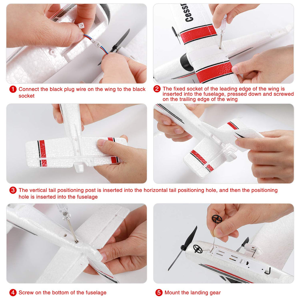 RC Airplane,RC Plane, 2.4GHz 2 Channels RTF RC Aircraft with 3-Axis Gyro for Beginner Easy to Speedy Fly Glider Toys with 2 Extra Batteries [ 3 Batteries ] White